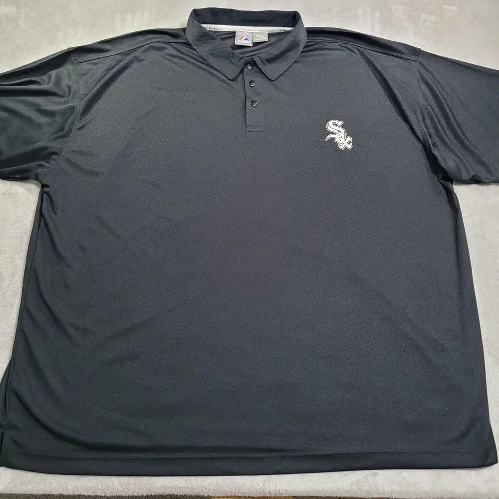 Chicago White Sox Shirt Mens 5XL Black MLB Baseball Majestic Polo Performance